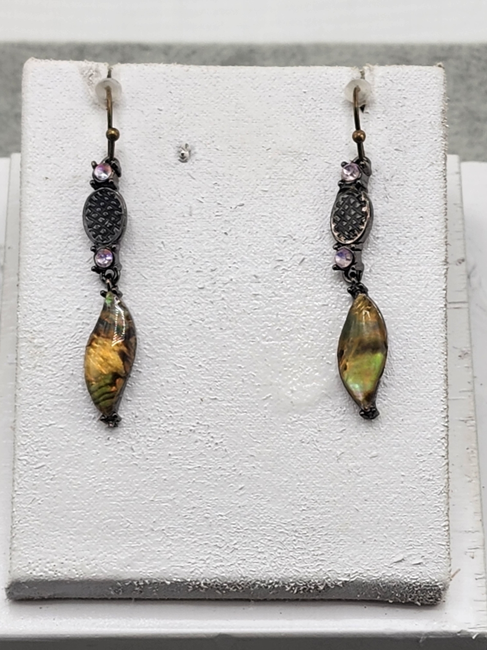 Iridescent Green-Brown Drop Earrings - Women Jewelry
